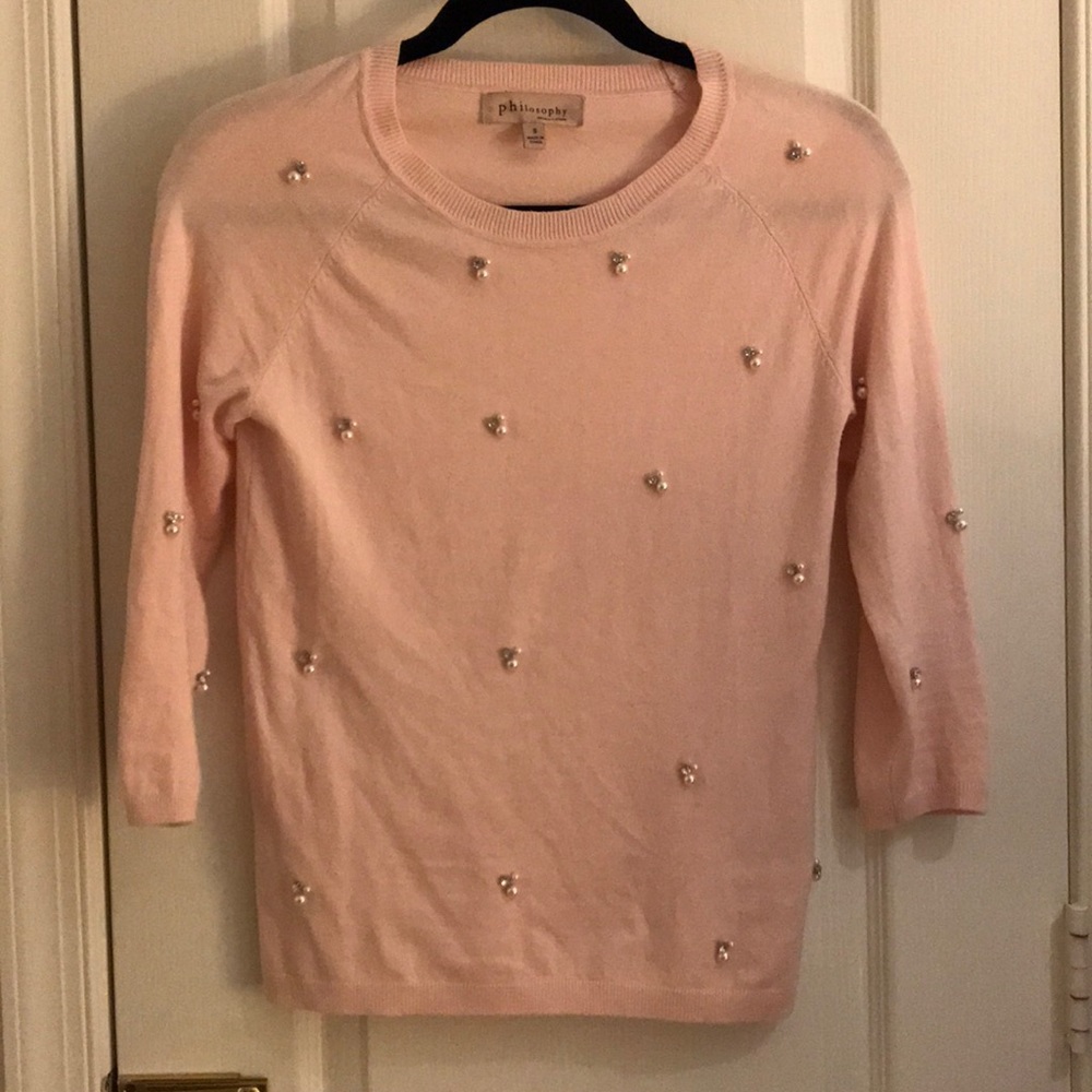 Philosophy light pink embellished sweater